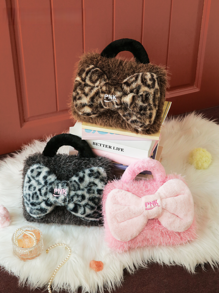 Leopard Bow Hot Water Bottle - Brown