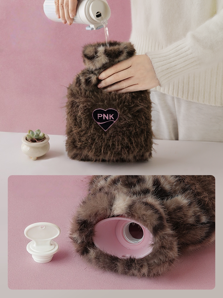 Leopard Water Filled Hot Water Bottle - Pink 33.81 OZ