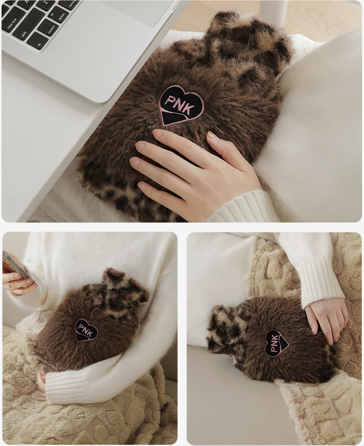 Leopard Water Filled Hot Water Bottle - Gray 33.81 OZ