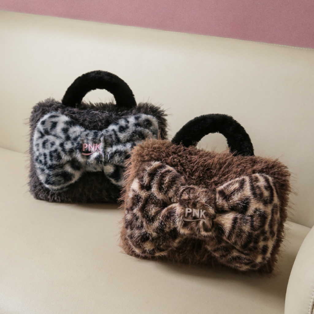 Leopard Bow Hot Water Bottle - Gray