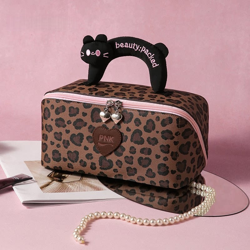 Leopard Print Makeup Bag - Pink