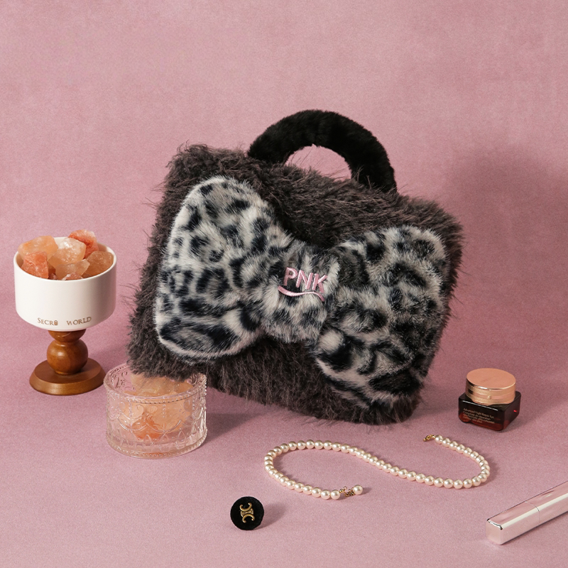 Leopard Bow Hot Water Bottle - Brown
